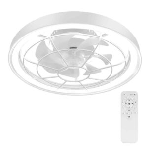 BICIK Flush Mount 19 in. Smart Indoor White Blade Ceiling Fan w/Lights+Remote
