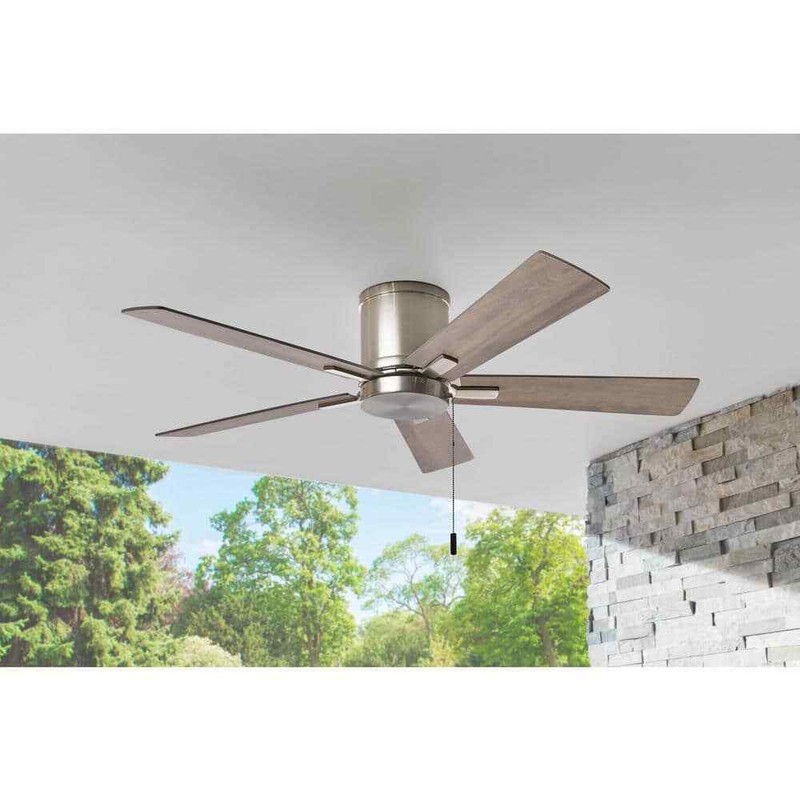 Hampton Bay Grantway 48 in. Indoor/Covered Outdoor Brushed Nickel Ceiling Fan - Image 4