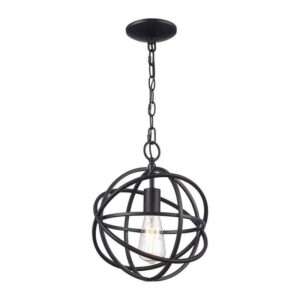 HDC Sarolta Sands 1-Light Black Mini Pendant Light Fixture with Caged Orb Metal