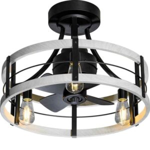 HDC Hilna 22 in. 3 Dimmable LED Bulbs Outdoor Black Ceiling Fan w/Remote