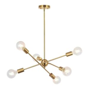 6-Light Brass Modern Sputnik Sphere Chandelier with No Bulbs Included