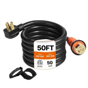 VEVOR 50 ft. 50 Amp 250-Volt 12,000-Watt Black Cable Generator Power Cord ETL
