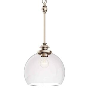 KICHLER Lecelles 1-Light Polished Nickel Globe Kitchen Pendant Hanging Light