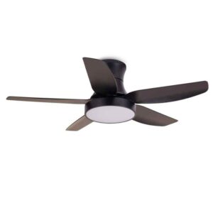 PUDO Flush Mount 42 in. Black Integrated LED Indoor Lighting Ceiling Fan Light
