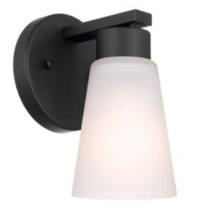 KICHLER Stamos 1-Light Black Bathroom Indoor Wall Sconce Light