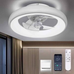 ARISKEEN 20 in. Indoor LED Bladeless Caged Ceiling Fan w/Lights Ceiling Fan