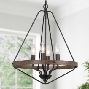 LNC Modern Black Caged Chandelier 4-Light Candlestick Rustic Foyer Chandelier