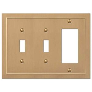 AMERELLE Bethany 3 Gang 2-Toggle and 1-Rocker Metal Wall Plate - Brushed Bronze