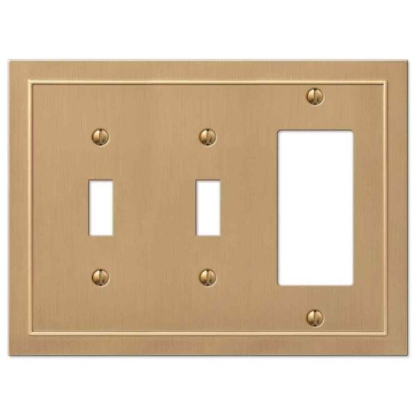 AMERELLE Bethany 3 Gang 2-Toggle and 1-Rocker Metal Wall Plate - Brushed Bronze