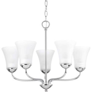 Progress Lighting Classic 5-Light Polished Chrome Etched Glass Chandelier