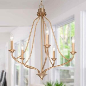 Uolfin Transitional Farmhouse Chandelier Nova 3- -Light Black Caged Island
