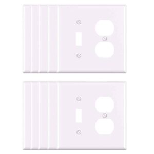 ELEGRP 2 Gang Midsize 1-Toggle/1-Duplex Wall Plate, White (10-Pack)