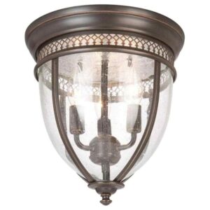 SUPERHUNTER 11" Oil-Rubbed Bronze Flush Mount Fixture Clear Seeded Glass Shade