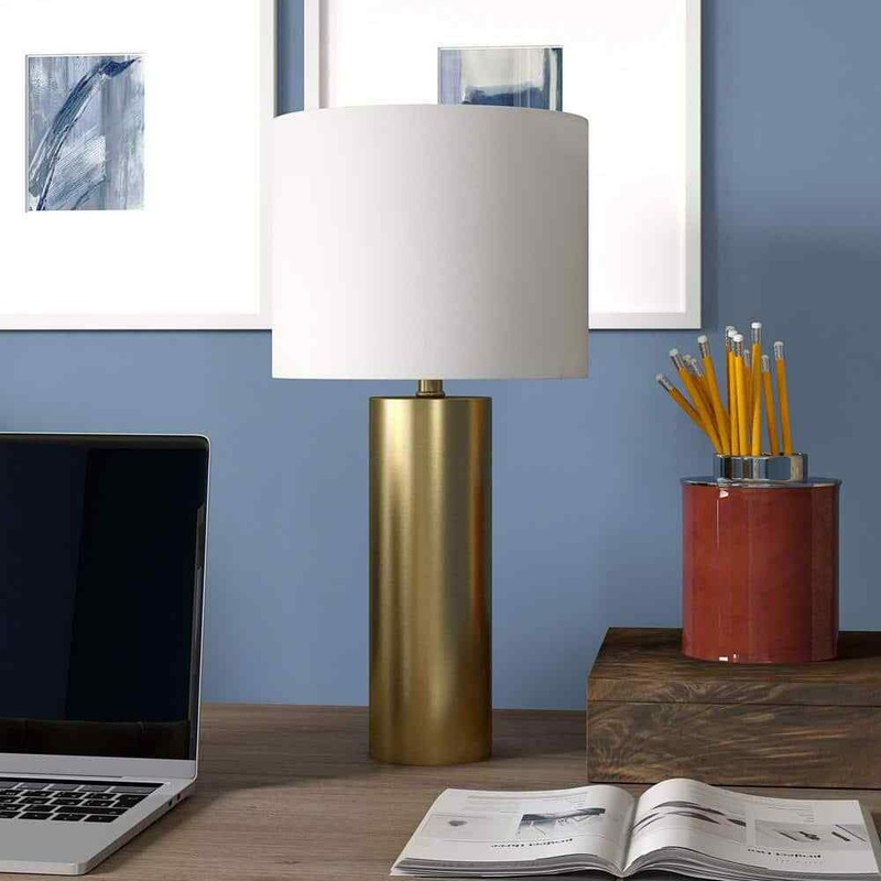 Meyer&Cross York 16 in. Brass Finish Mini Lamp with Fabric Shade - Image 3