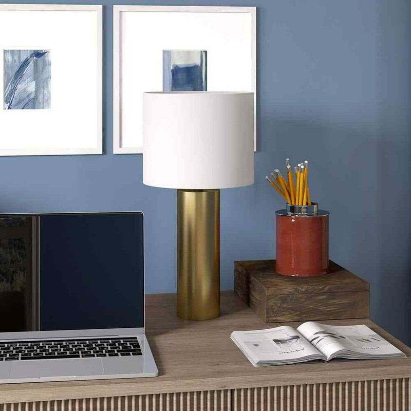 Meyer&Cross York 16 in. Brass Finish Mini Lamp with Fabric Shade - Image 4