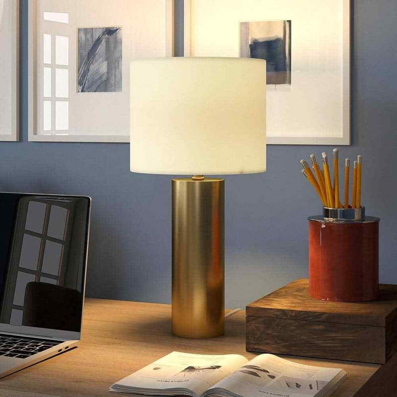 Meyer&Cross York 16 in. Brass Finish Mini Lamp with Fabric Shade - Image 5