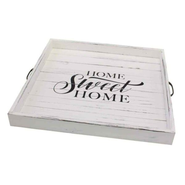 Stonebriar Collection White Wooden Decorative Tray