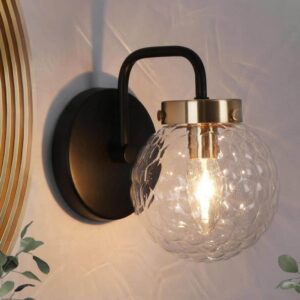 LNC Modern 5" 1-Light Black Brass Bathroom Vanity Wall Sconce w/ Globe Glass