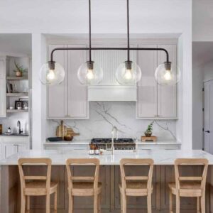 EDISLIVE Friedlander 4-Light Rusted Bronze Island Chandelier Clear Glass Shades
