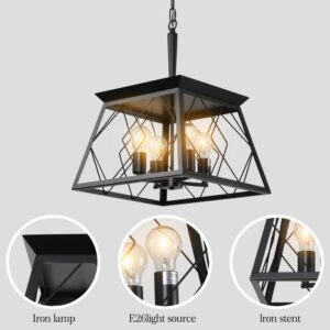 Sunpez 4-Light Black Coastal Chandelier Light Antique Ceiling Light for Living