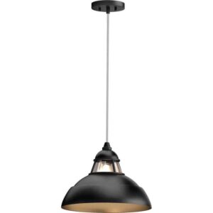 Volume Lighting 1-Light Indoor Black Hanging Pendant with Lighthouse-Inspired