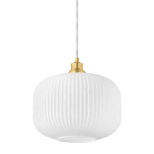 Hampton Bay Caroline 100-Watt 1-Light Aged Brass Standard Mini Pendant Light