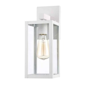 Hukoro Martin 13 in. 1-Light White Hardwired Outdoor Wall Lantern Sconce