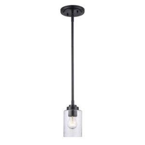 Bel Air Lighting Simi 1-Light Black Mini Pendant Light Fixture with Seeded