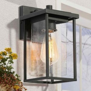LNC Modern Black Outdoor Wall Sconce 1-Light Rustic Cage Wall Lantern for Patio