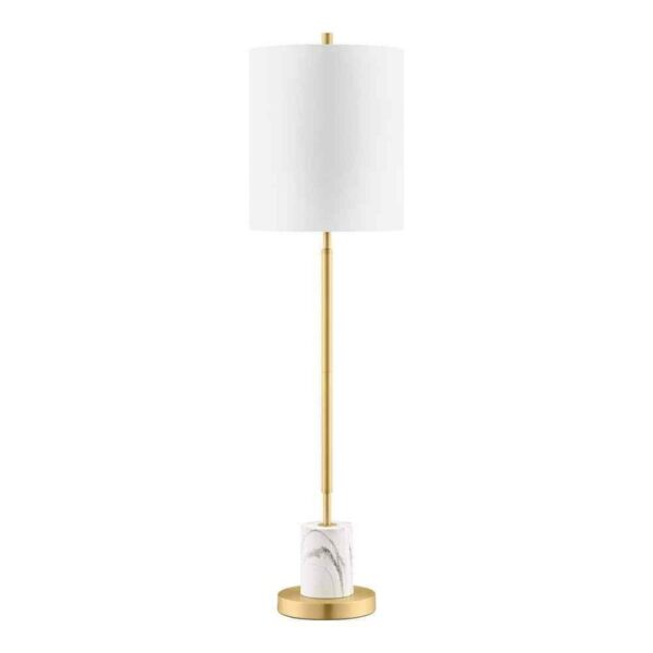 Hampton Bay Ashton 34 in. White Table Lamp with Marble Base
