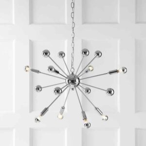 JONATHAN Y Glenn 22.5 in. 8-Light Chrome Metal Sputnik-Style Chandelier
