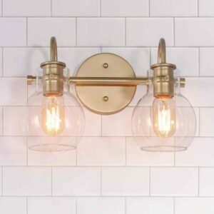 LNC Modern Light Gold Bathroom Vanity Light 13 in. W 2-Light Powder Room Wall