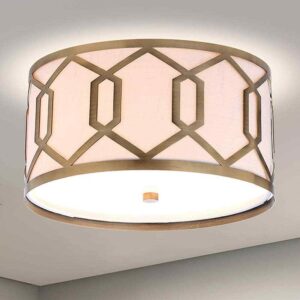 JONATHAN Y Hex 2-Light 12.5 in. Metal LED Flush Mount, Brass Gold
