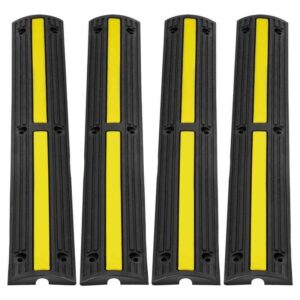 VEVOR 4PCS Floor Cable Protector Ramp 3.28 ft. 1 Channel Rubber Speed Bump 18000