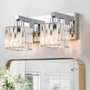 EDISLIVE Orillia 11.8 in. 2-Light Chrome Bathroom Vanity Light with Crystal Shad