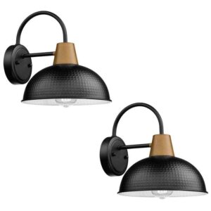 JAZAVA 10.2 in.1-Light Black No Motion Sensing Outdoor Hardwired Barn (2-Pack)