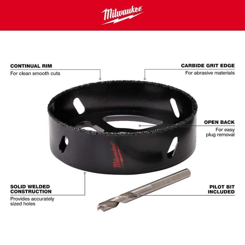 Milwaukee 4-3/8 in. Carbide Recessed Light Hole Saw with Pilot Bit - Image 4