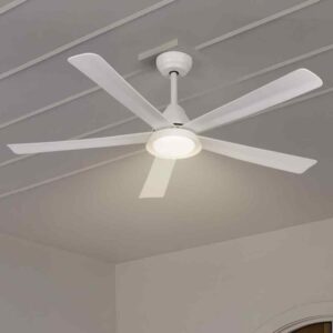 TOZING 52 in. Smart LED Indoor White Low Profile 5 Blades Semi-Flush Mount Ceili