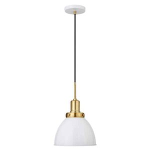 Meyer&Cross Madison 1-Light Matte White and Brass Metal Pendant