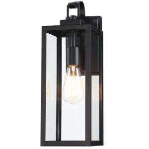 Dawn 1-Light Matte Black Hardwired Outdoor Wall Lantern Sconce with Clear Glass