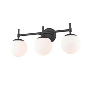 929 LIGHTING 24 in. 3-Light Matte Black Vanity Light with Opal Glass