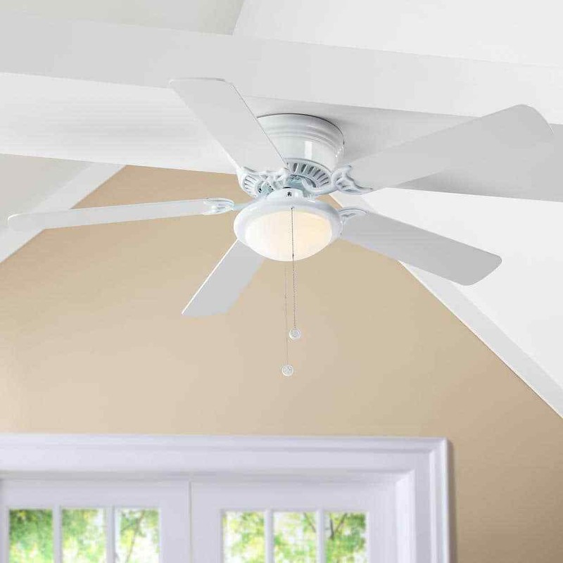 Hugger 52 in. LED Indoor White Ceiling Fan with Light Kit - Image 5