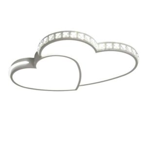 OUKANING 20 in. 1-Light White Integrated LED Flush Mount Heart Shape Design