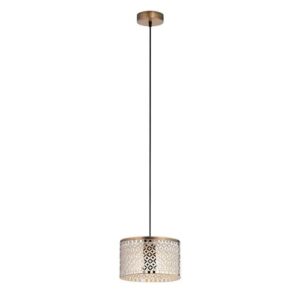 River of Goods Janine 10 in. 1-Light Silver, White and Brass-Colored Shaded Pend