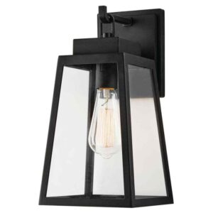 Hampton Bay Corbin Medium 13 in. Modern 1-Light Black Tapered Hardwired Outdoor