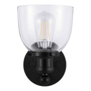 Home Decorators Collection Evelyn 6 in. 1-Light Matte Black Industrial Indoor