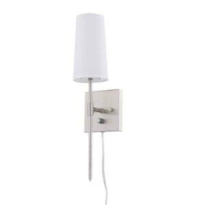 Home Decorators Collection Anselm 1-Light Brushed Nickel Wall Sconce w Fabric
