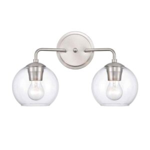 Millennium Lighting 16 in. 2-Light Brushed Nickel Vanity Light with Clear Glass