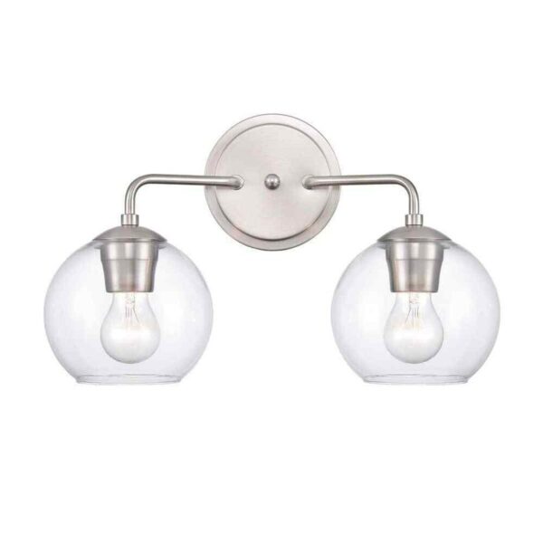 Millennium Lighting 16 in. 2-Light Brushed Nickel Vanity Light with Clear Glass