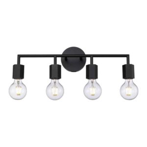 Bel Air Lighting Placerville 21.5 in. 4-Light Black Bathroom Vanity Light Fixt